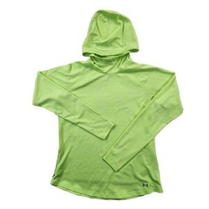 Under Armour HeatGear Hoodie Neon‎ Green Womens Large Long Sleeve Athletic Top